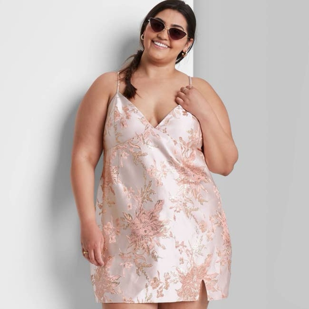 Pink Floral Embroidered Dress